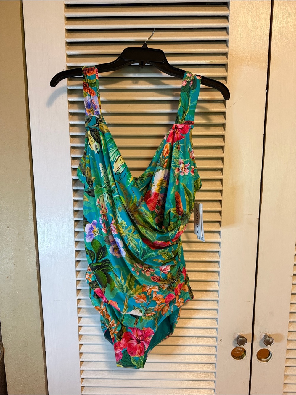 Jantzen Teal Multi Floral One-Piece Swimsuit